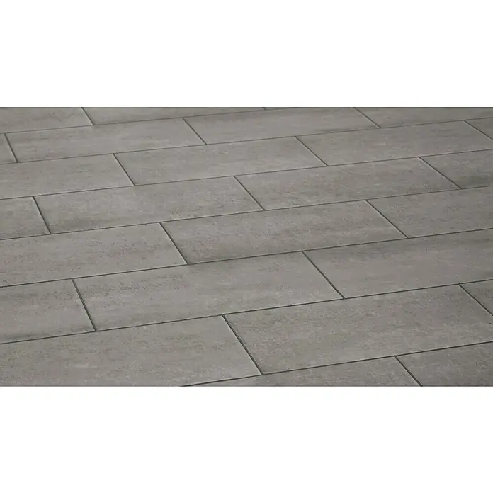 Palazzo Feinsteinzeugfliese Living Stone - 30 x 60 cm, Grau, Matt - Nahaufnahme von grauen rechteckigen Bodenfliesen, die ein modernes und elegantes Erscheinungsbild vermitteln. Perfekt für stilvolle Innenräume.