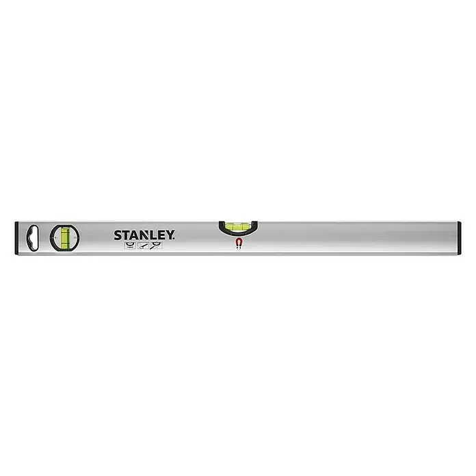Stanley Nivel de burbuja Classic Magnético - Aluminio, Gris, Largo: 600 mm - Nivel de burbuja Stanley, una herramienta para medir la alineación horizontal o vertical, ideal para proyectos de construcción y bricolaje.
