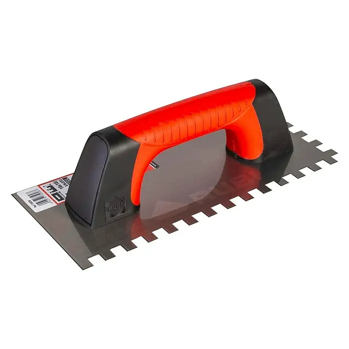 Rubi Llana dentada Rubiflex - 120 x 280 mm, Dientes 10x10, Mango bimaterial - Llana dentada con mango ergonómico para una distribución uniforme de mortero adhesivo en trabajos de alicatado.