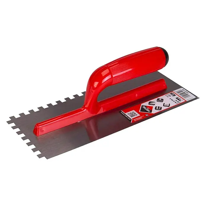 Rubi Llana dentada - 120 x 280 mm - Llana dentada RUBI con mango rojo, óptima para aplicar adhesivo de baldosa. Una herramienta duradera perfecta para instaladores profesionales.