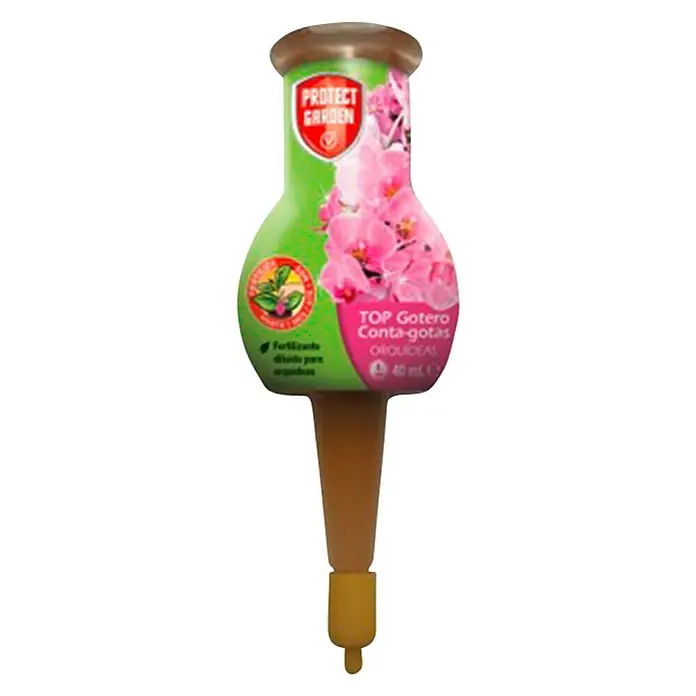 Fertilizante para orquídeas Top Gotero Orquídeas - 40 ml - Imagen del producto de un fertilizante para orquídeas Protect Garden Top Goteo Conta-gotas en forma de gota.