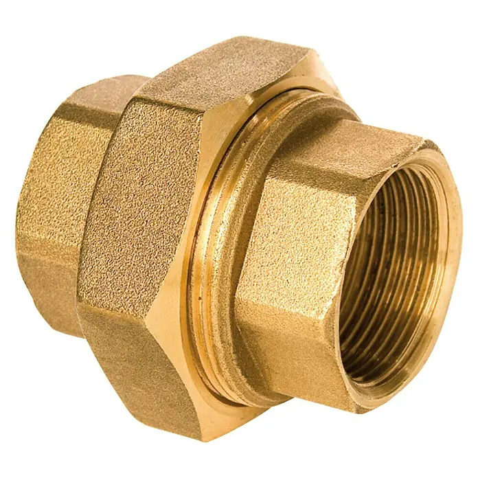Enlace 3 piezas H - H - Rosca interior: ½″, Latón - Racor de latón con rosca interna, un elemento esencial para conexiones de tuberías fiables en sistemas sanitarios y de calefacción.