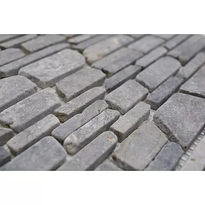 Mosaikfliese MOS BRICK 230 - 30,5 x 30,5 cm, Grau, Matt - Detailaufnahme