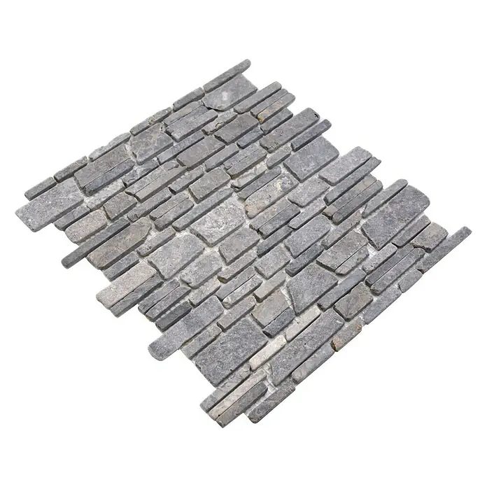 Mosaikfliese MOS BRICK 230 - 30,5 x 30,5 cm, Grau, Matt - Graue Steinmosaikfliese. Ideal für die Gestaltung von Wänden, Böden und anderen architektonischen Elementen. Strapazierfähiges und ästhetisch ansprechendes Material.
