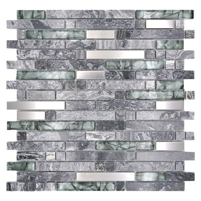 Mosaikfliese Verbund Crystal XCM MV778 (30 x 30 cm, Grau/Silber, Glänzend)