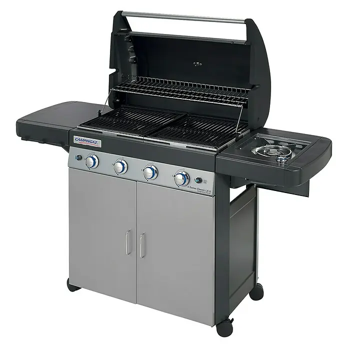 Campingaz Gasgrill 4 Series LS - Grillfläche (B x T): 78 x 45 cm, 12,8 kW, Anzahl Brenner: 4 - Campingaz 4 Series Classic LS G Gasgrill mit Seitenkocher und geräumigem Unterschrank für Grillabenteuer im Freien.