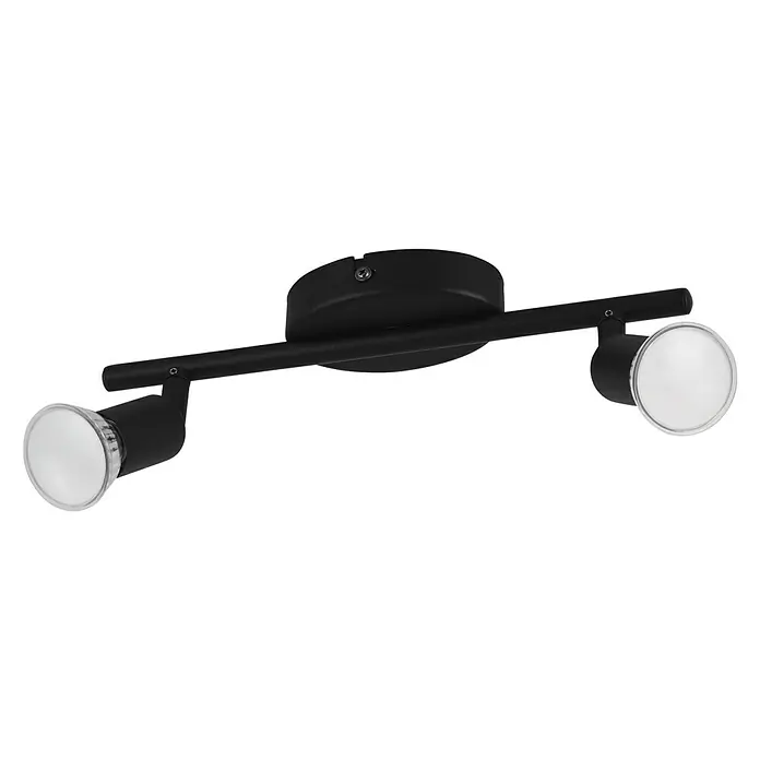 Eglo LED-Deckenstrahler BUZZ-LED - 6 W, Schwarz, 2 Stk. - Schwarze Deckenleuchte mit zwei verstellbaren Strahlern für eine flexible Beleuchtung im Raum.