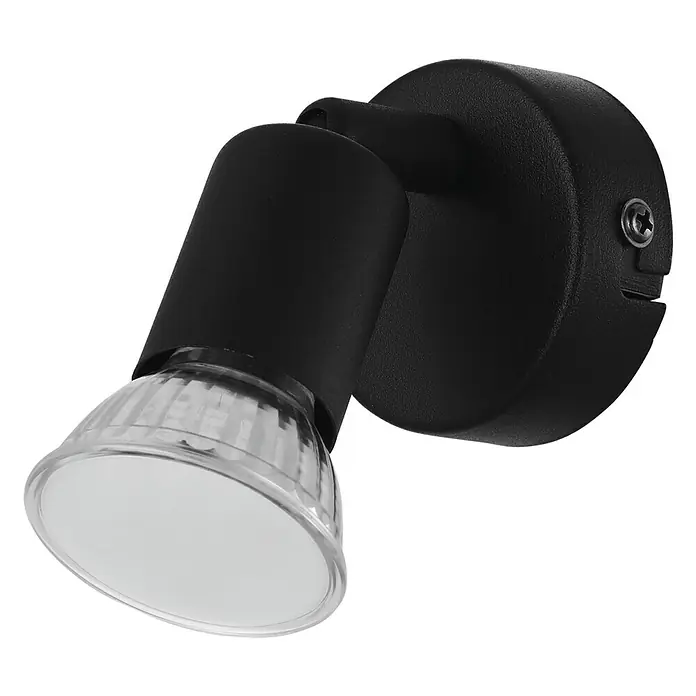 Eglo LED-Deckenstrahler BUZZ-LED - 3 W, Schwarz, 1 Stk. - Schwarze Wandleuchte mit verstellbarem Spotkopf und runder Basis für gezielte Beleuchtung, ideal für Akzentbeleuchtung im Innenbereich.