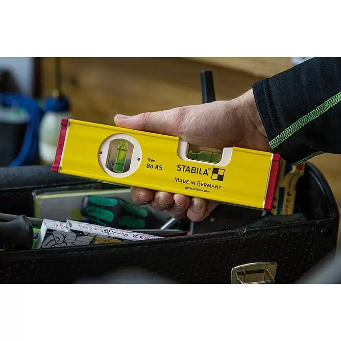 Stabila Wasserwaage TYPE 80 AS - Länge: 20 cm, Anzahl Libellen: 2 Stk. - Stimmungsaufnahme