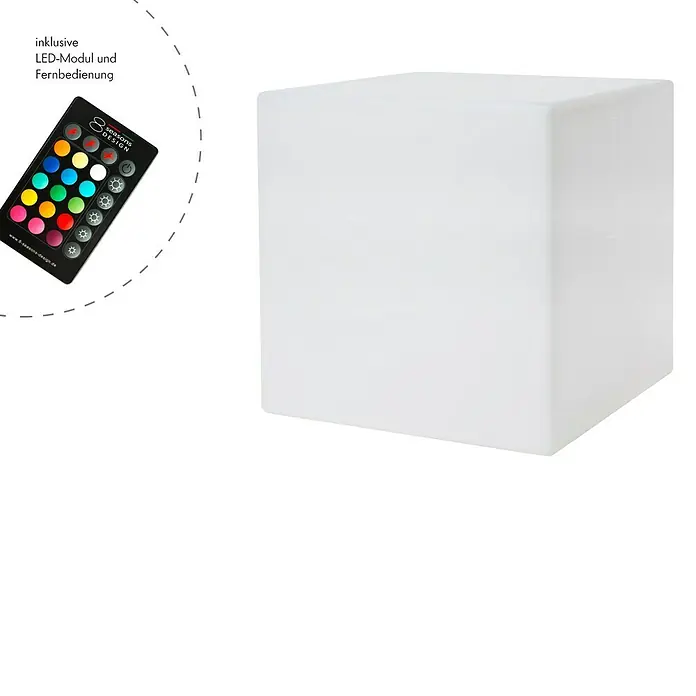 8 Seasons Design Shining LED-Dekoleuchte Cube - 6 W, Weiß, L x B x H: 43 x 43 x 43 cm - Ein moderner LED-Leuchtwürfel mit Fernbedienung für stimmungsvolle Beleuchtung im Innen- und Außenbereich.