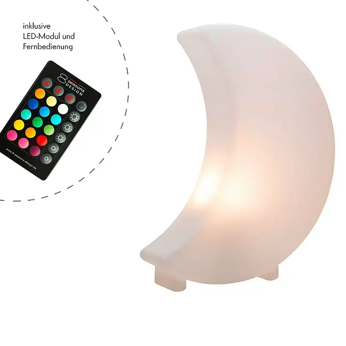 8 Seasons Design Shining LED-Dekoleuchte Moon Mini - 6 W, Weiß, L x B x H: 10 x 29 x 41 cm - Mondlampe mit Fernbedienung für sanftes Licht. Die Leuchte sorgt für entspannende Atmosphäre.