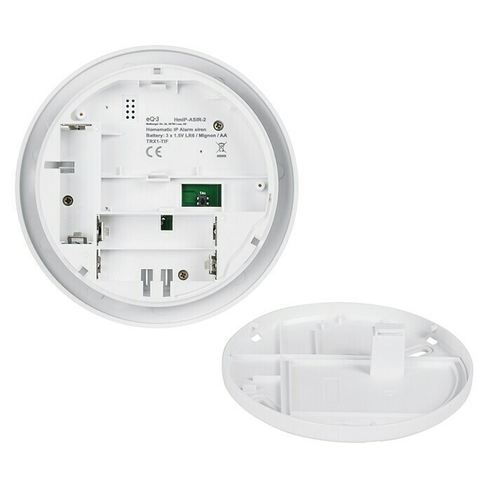 Homematic IP Sirena de alarma (Funciona con pilas, Señal de alarma: 90 dB, Ø x Al: 12,4 x 4,5 cm)