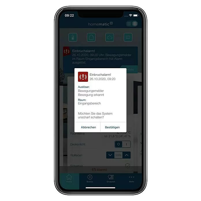 Homematic IP Bewegungsmelder HmIP-SMI55-2 - Weiß, Batteriebetrieben, 150 m - Anwendungsbeispiel