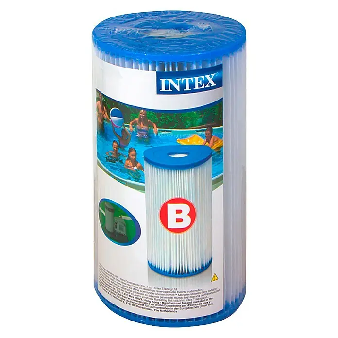 Intex Cartucho filtrante Tipo B - Largo: 25,3 cm - Imagen de un cartucho de filtro de piscina Intex Tipo B. Perfecto para la limpieza y el mantenimiento de la piscina, asegurando agua cristalina.