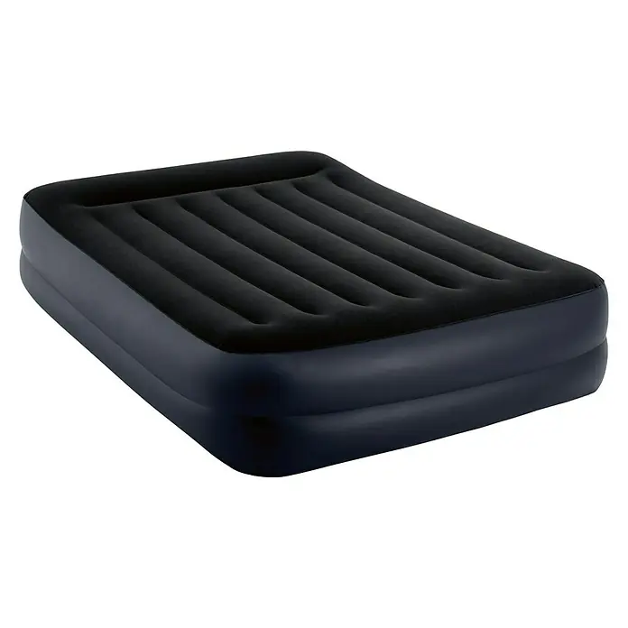 Intex Cama de aire Durabeam Standard - L x An x Al: 152 x 203 x 42 cm, Bomba de aire integrada - Colchón hinchable negro con superficie acanalada, ideal para camping o como cama de invitados.
