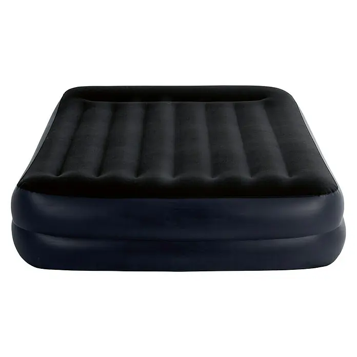 Intex Cama de aire Durabeam Standard - L x An x Al: 152 x 203 x 42 cm, Bomba de aire integrada - Colchón inflable con superficie oscura y textura acanalada, ideal para camping o invitados. Solución para dormir cómoda y práctica.