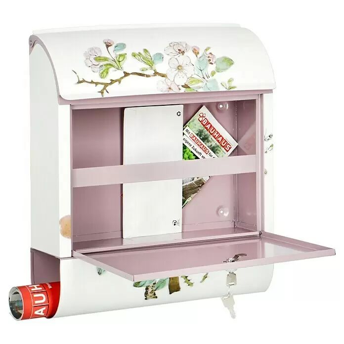 Wandbriefkasten - L x B x H: 12 x 38 x 45 cm, Stahl, Zeitungsfach, Vogel - Anwendungsbeispiel