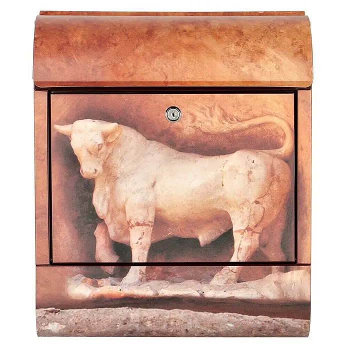 Wandbriefkasten - L x B x H: 12 x 38 x 45 cm, Stahl, Zeitungsfach, Stier - Stilvoller Briefkasten mit Stier-Motiv. Ein dekoratives Element, das Funktionalität und Kunst vereint und jeden Eingangsbereich aufwertet.