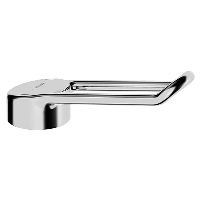 Hansa Medipro Waschtischarmatur Objektbügelhebel - Chrom, Glänzend - Nahaufnahme eines verchromten Toilettenpapierhalters für eine moderne Badezimmerausstattung. Elegant, funktional und stilvoll.