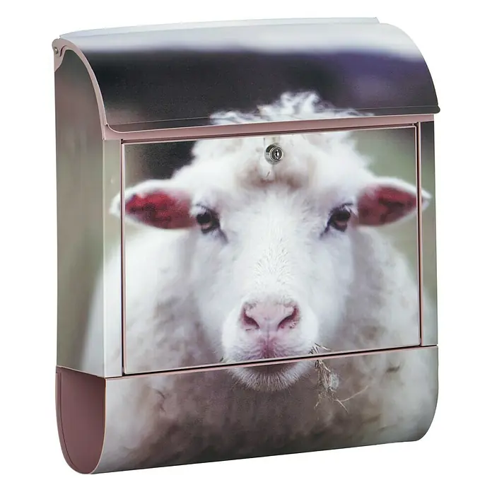 Wandbriefkasten - L x B x H: 12 x 38 x 45 cm, Stahl, Zeitungsfach, Schaf - Dieser Briefkasten mit Schafmotiv ist ein echter Hingucker. Perfekt für alle, die das Besondere lieben und ihre Post stilvoll empfangen möchten.