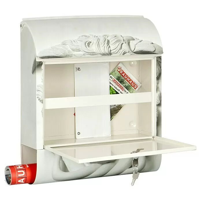 Wandbriefkasten - L x B x H: 12 cm x 380 mm x 45 cm, Stahl, Zeitungsfach, Medusa - Anwendungsbeispiel
