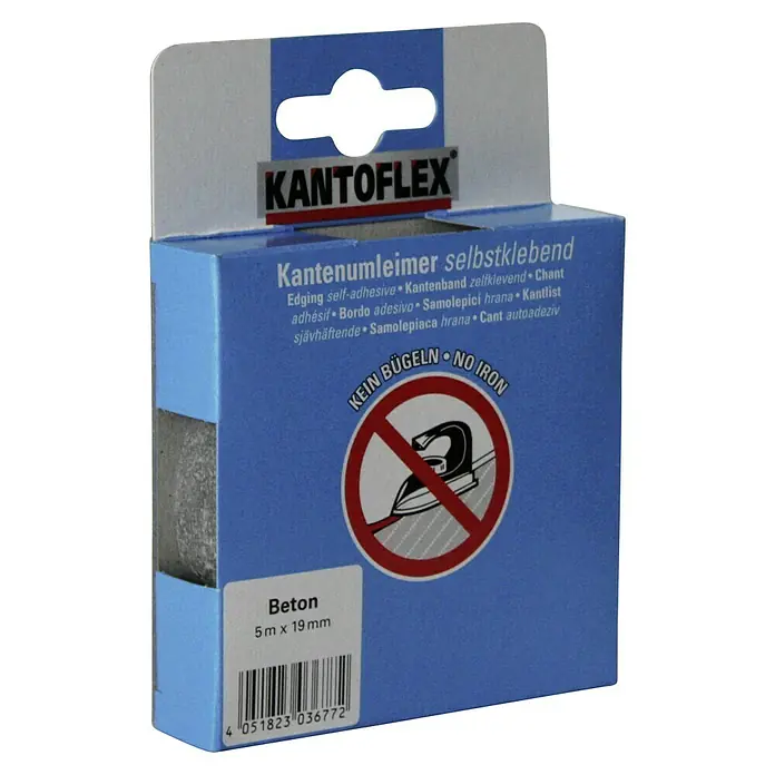 Kantoflex Umleimer - Beton, 5 m x 19 mm - Kantoflex Beton Kantenanleimer selbstklebend, 5m x 19mm, ideal für Möbelkanten. Kein Bügeln erforderlich.