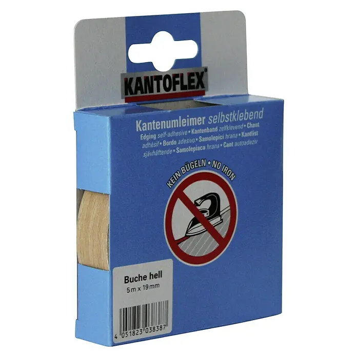 Kantoflex Umleimer - Buche Hell, 5 m x 19 mm - Kantoflex Kantenumleimer selbstklebend, Buche hell, 5m x 19mm, ideal für Möbelkanten. Kein Bügeln erforderlich.