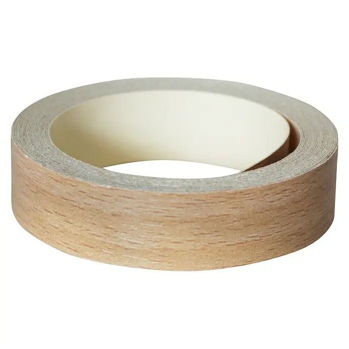 Kantoflex Umleimer - Buche Hell, 5 m x 19 mm - Bild einer Rolle Furnierkantenband. Eine praktische Lösung zum Abdecken von unschönen Kanten und zur Veredelung von Möbeln.