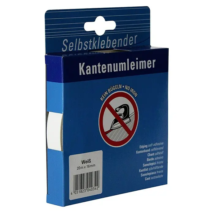 Kantoflex Umleimer - Weiß, 20 m x 16 mm - Selbstklebender Kantenumleimer, weiße Kanten, 20m x 16mm, ideal für Möbelkanten.