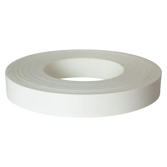 Kantoflex Umleimer - Weiß, 20 m x 16 mm - Nahaufnahme einer Rolle mit weißem Kantenanleimer, ideal für saubere und professionelle Möbelkanten. Perfekt für DIY-Projekte.