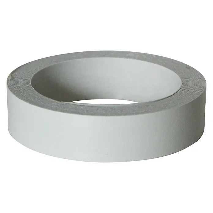 Kantoflex Umleimer - Hellgrau, 5 m x 19 mm - Nahaufnahme einer Rolle doppelseitigen weißen Klebebands, perfekt für Büro- und Bastelarbeiten. Vielseitig und zuverlässig für dauerhafte Verbindungen.