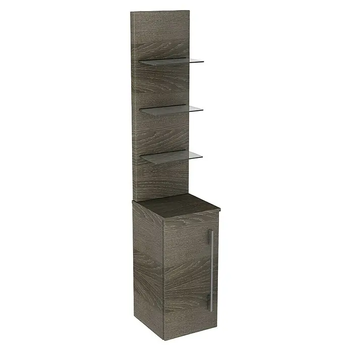 Camargue Stella Seitenschrank - 30,4 x 32,5 x 151,6 cm, Eiche Maron - Dieser Schrank in Holzoptik verfügt über drei Regale und eine Tür. Er ist die ideale Aufbewahrungslösung für jeden Raum.