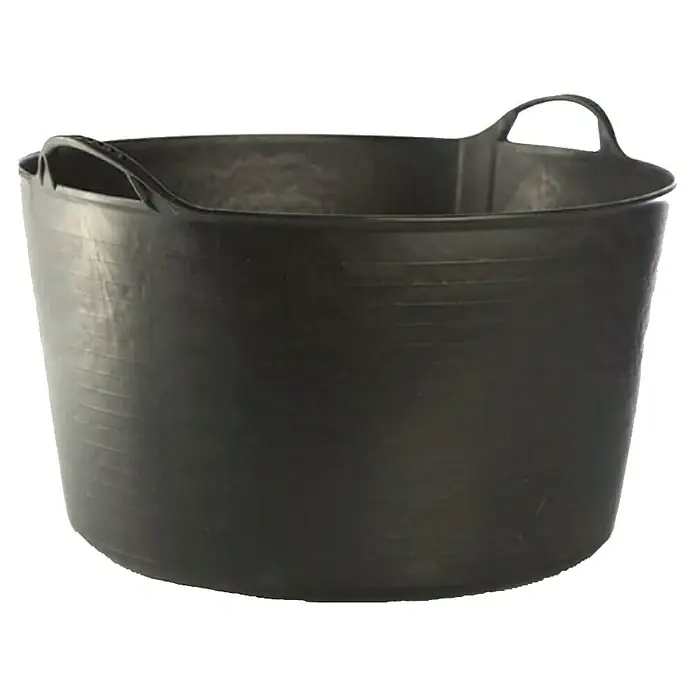 Dakota Cubo de obra PE-HD - 52,15 l - Tina flexible de plástico negro con asas. Ideal para la construcción, la jardinería y otras tareas que requieren un contenedor robusto.