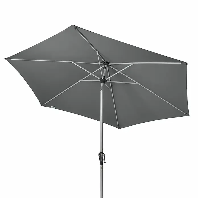 Doppler Active Marktschirm rund Auto Tilt - Anthrazit, Durchmesser Bespannung: 280 cm - Grauer rechteckiger Sonnenschirm mit silbernem Gestell und Kurbelmechanismus für den Garten oder die Terrasse.
