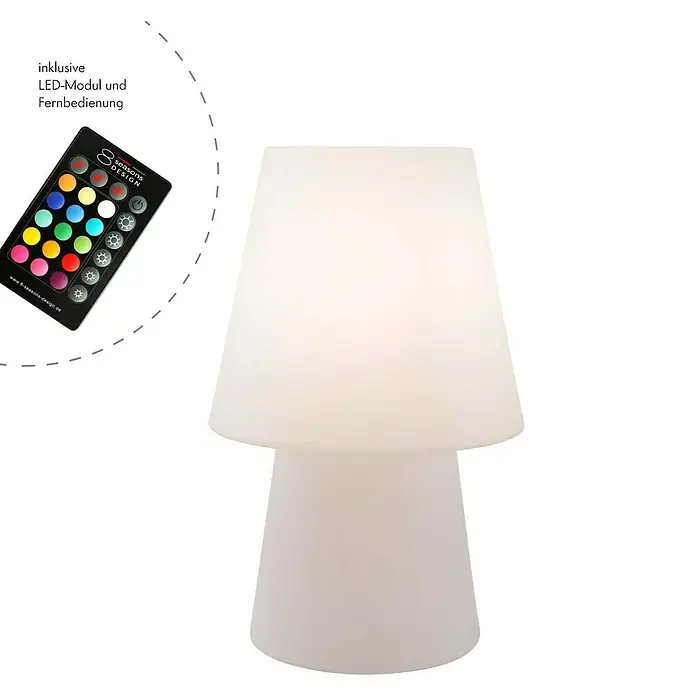 8 Seasons Design No. 1 LED-Dekoleuchte - 6 W, Weiß, L x B x H: 39 x 39 x 60 cm - Stimmungsvolle LED-Tischleuchte mit Fernbedienung für Farbwechsel, perfekt für gemütliche Abende.