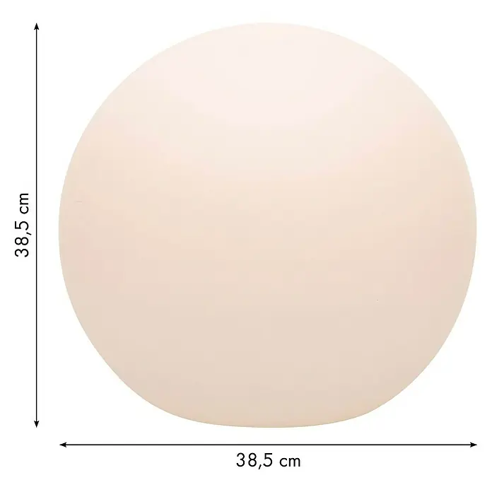 8 Seasons Design Shining Dekoleuchte rund Globe - 9 W, Weiß, Durchmesser: 40 cm - Das Bild zeigt eine kugelförmige Lampe mit den Maßen 38,5 x 38,5 cm. Die Lampe ist schlicht und modern gestaltet.