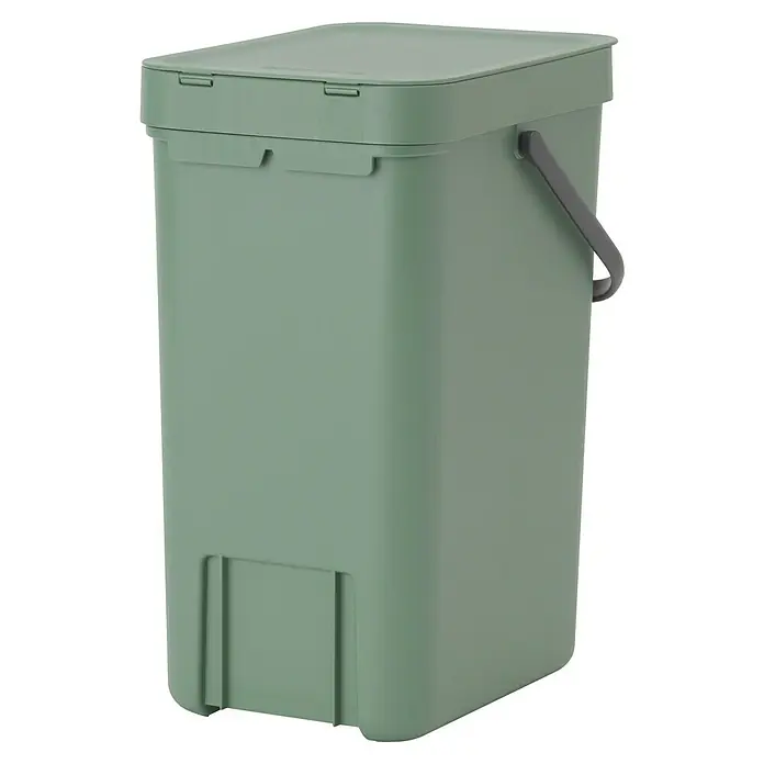 Brabantia Cubo de basura empotrado Sort & Go - 12 l, Verde oscuro, Plástico - Este cubo de basura verde menta con tapa y asa es una solución práctica para la eliminación de residuos en cualquier hogar.