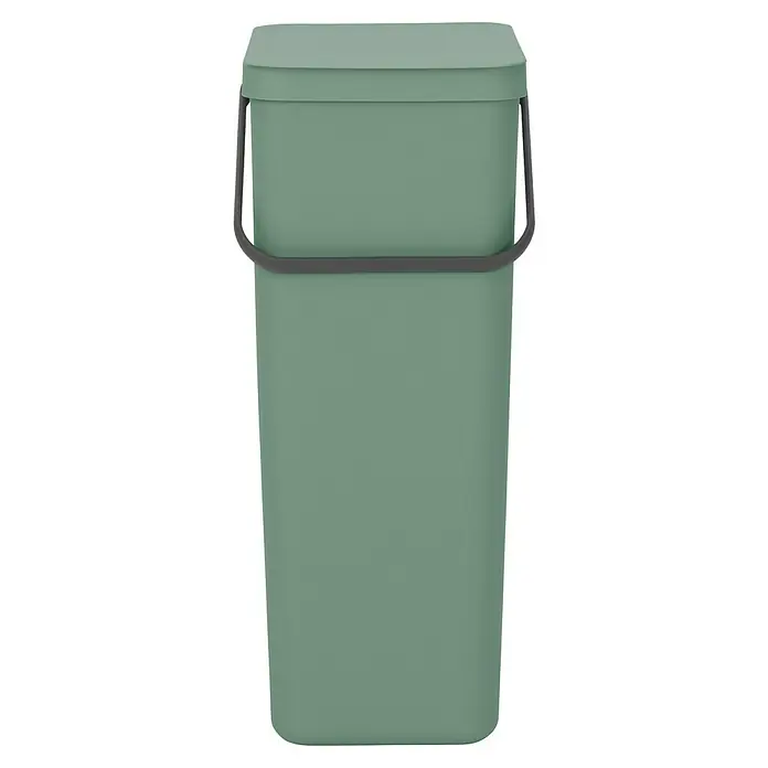 Brabantia Cubo de basura empotrado Sort & Go - 40 l, Verde oscuro, Plástico - Un cubo verde con tapa y asa. Ideal para residuos o jardinería, diseñado para ser robusto y duradero.
