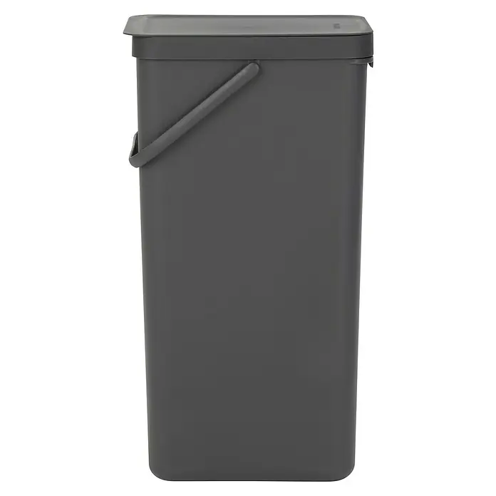 Brabantia Cubo de basura empotrado Sort & Go - 40 l, Gris, Plástico - Imagen de producto de cubo gris sencillo con asa y tapa. Ideal para diversos propósitos en el hogar o en el jardín.