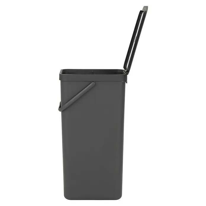 Brabantia Cubo de basura empotrado Sort & Go - 40 l, Gris, Plástico - Cubo de pedal gris con tapa abierta, ideal para cocina o baño, que ofrece una eliminación práctica de residuos y un diseño elegante.