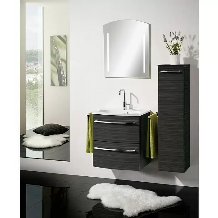 Camargue Swing Waschtischunterschrank - 59,2 x 44,1 x 63 cm, Dark Oak - Stimmungsaufnahme