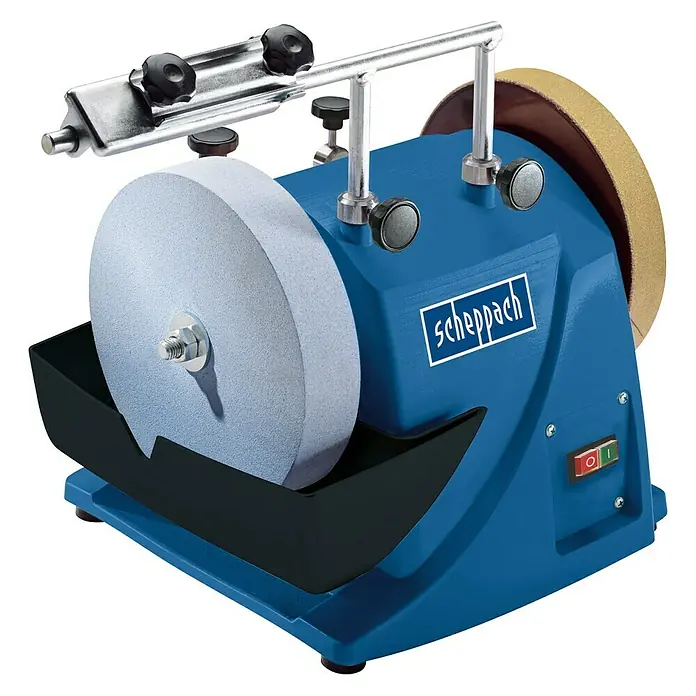 Scheppach Nass-Schleifmaschine TiGer 2000 S - 120 W - Scheppach Nass-Trockenschleifer mit Schleifscheibe und Abziehscheibe zum Schärfen von Werkzeugen.