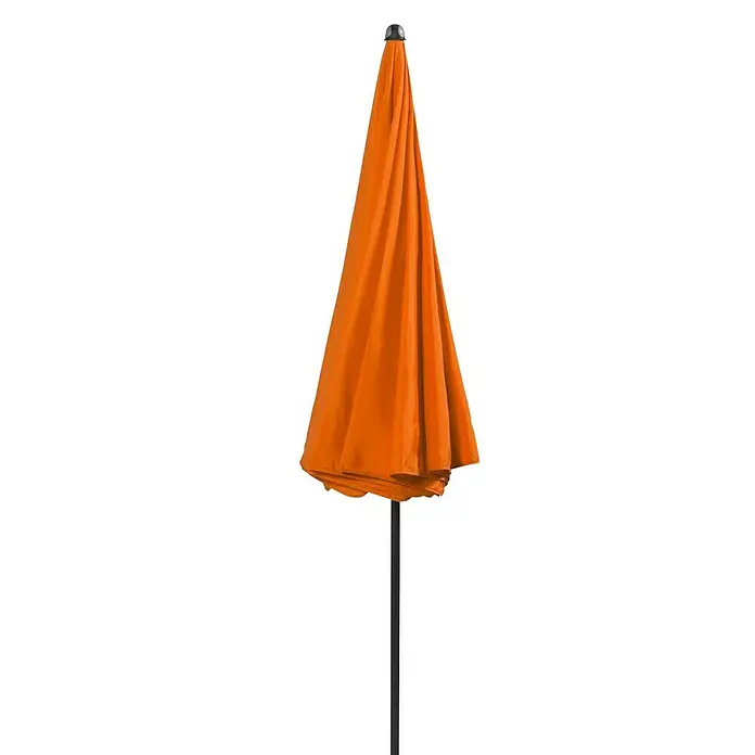 Doppler Sunline Marktschirm rund Neo - Umbra, Durchmesser Bespannung: 200 cm - Geschlossener orangefarbener Sonnenschirm mit schwarzem Gestell. Ideal für den Garten oder die Terrasse, bietet Schutz vor Sonne.