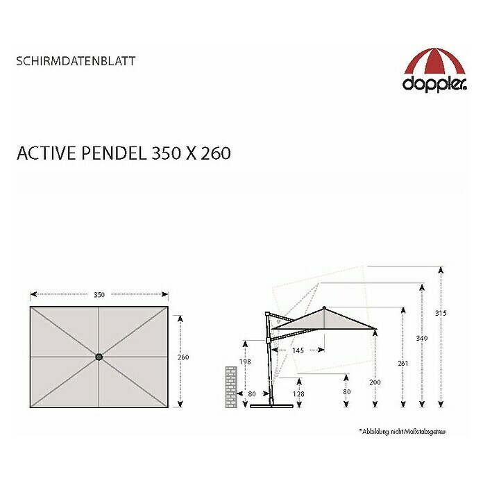 Doppler Active PendelschirmFresh Green, 350 x 260 cm Sketch