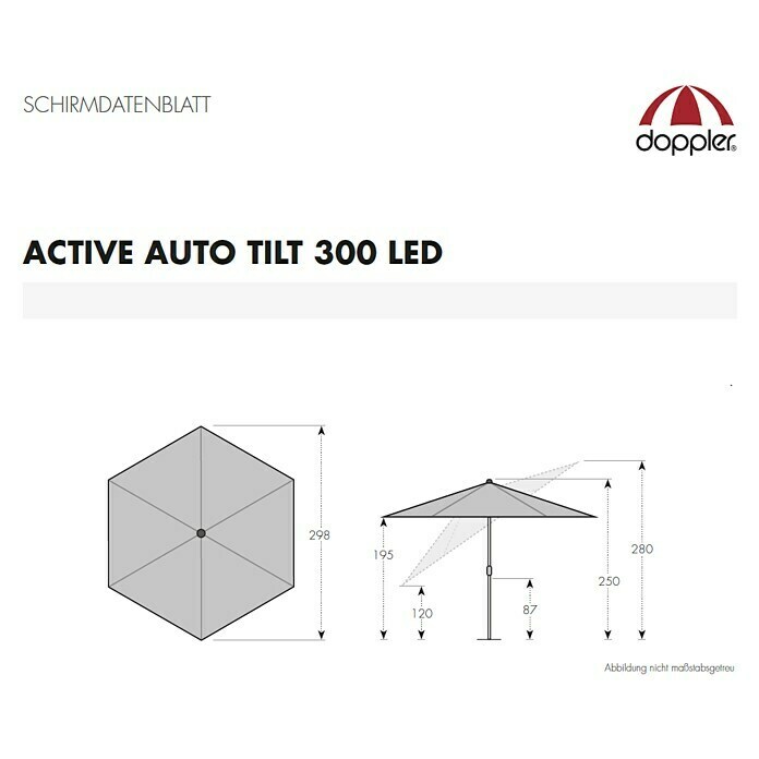 Doppler Active Marktschirm Auto Tilt (Anthrazit, L x B: 300 x 200 cm)