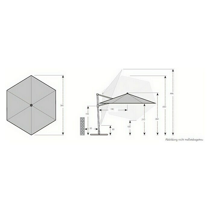 Doppler Active PendelschirmHellgrau, 370 cm Sketch