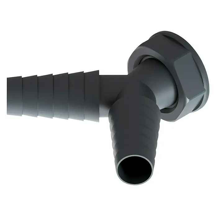 Admiral Doppel-Anschlussverschraubung - 1″, Anthrazit - Schwarzes T-Stück mit Schlauchanschluss für die Bewässerung, ideal für Gartenprojekte und industrielle Anwendungen.