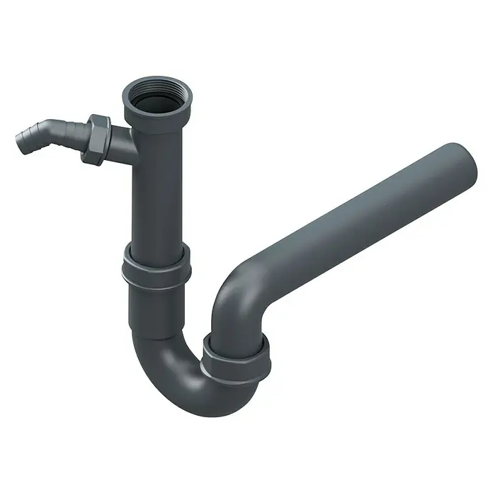 Admiral Röhrensiphon - 1 ½″, Kunststoff, Anthrazit, DN 40 - Ein grauer Siphon für Waschbecken oder Spülen, der das Abwasser zuverlässig ableitet und Gerüche verhindert.
