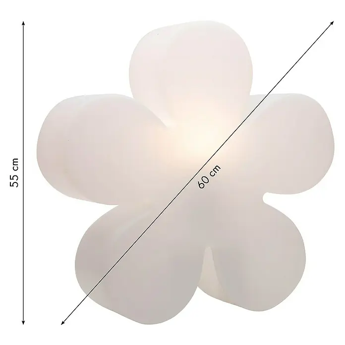 8 Seasons Design Shining Dekoleuchte Flower - 9 W, Weiß, Durchmesser: 60 cm - Weiße Blume-förmige Lampe mit den Maßen 55 cm Höhe und 60 cm Diagonale, die ein sanftes Licht ausstrahlt.