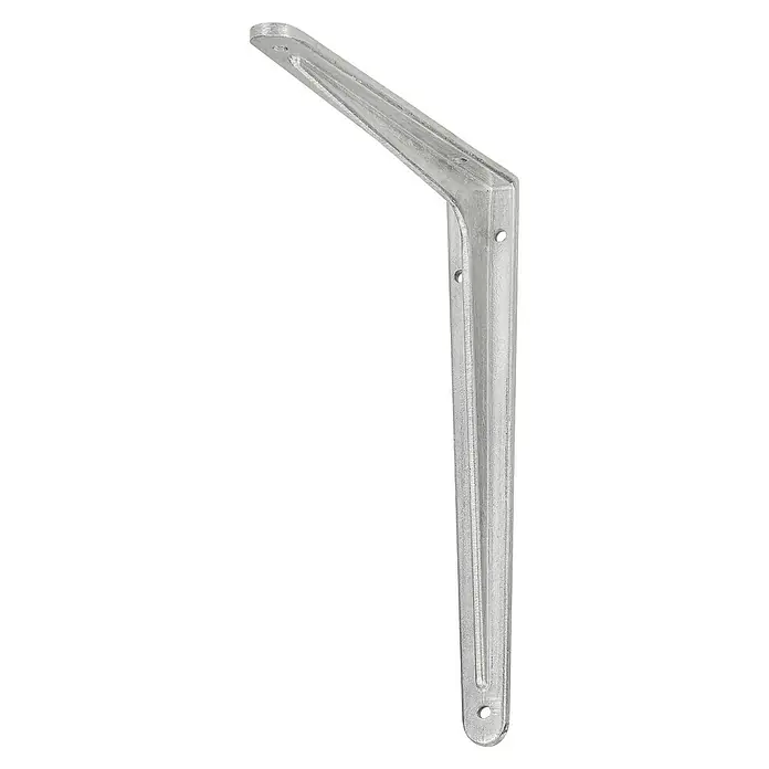 Stabilit Escuadra de pared - 200 x 250 mm, Carga soportada: 100 kg, Aluminio - Un soporte de estante plateado para montaje en pared.